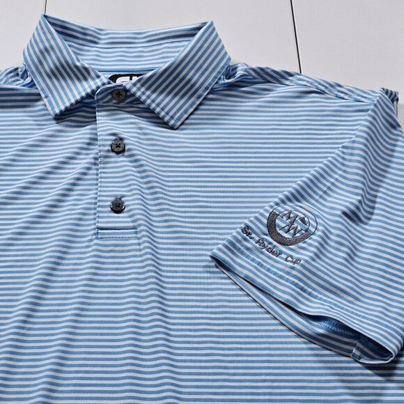 FJ FootJoy Polo Men XL Multi Striped Golf Button SS Athleisure Logo Sr Ryder Cup - Picture 11 of 15